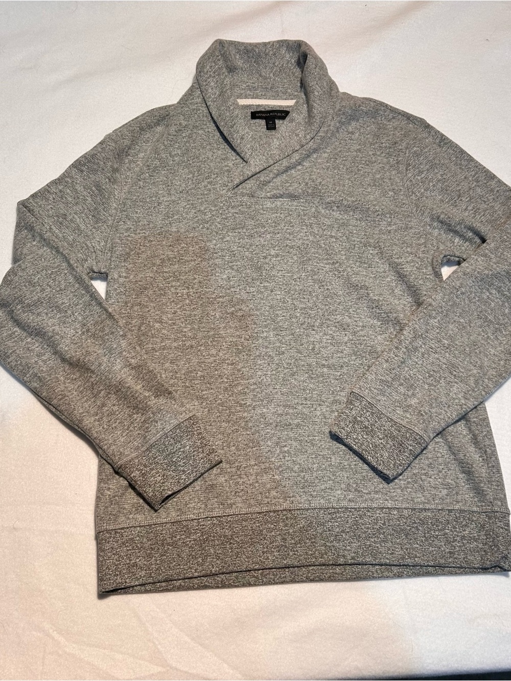 Banana Republic Men's Shawl Collar Pullover Sweater Heather Gray Medium